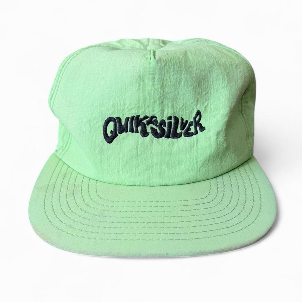 Vintage Y2K 90s Quiksilver Surf Skate Wear Lime Green Snapback Beach Hat Cap